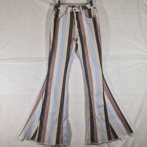 Saints & Hearts Striped Flare Jeans Womens Small Bell Bottom Boho Festival